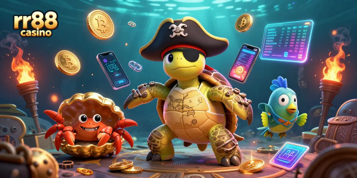 Experience the adventure at rr88 casino with a pirate-themed underwater scene featuring vibrant characters and treasures.