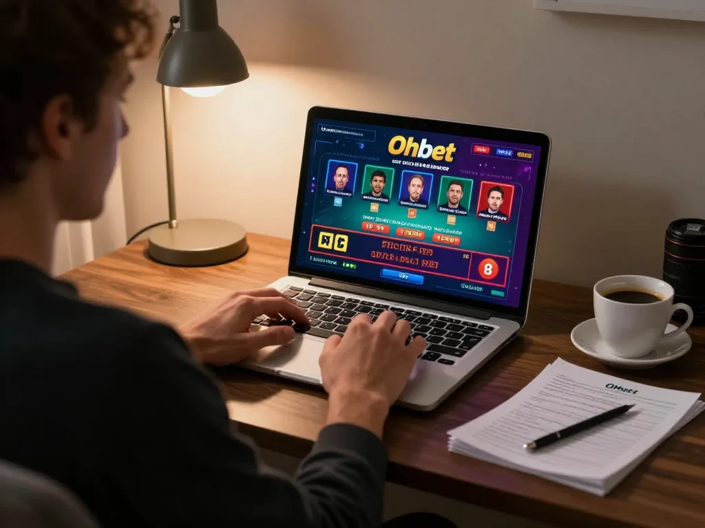 Player engaging in online betting on Oxbet, showcasing dynamic betting interface and cozy home atmosphere
