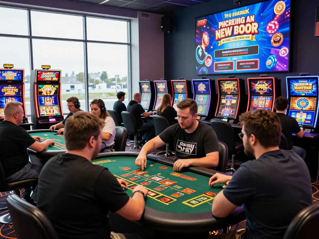Players enjoying games at 789P online casino, featuring vibrant slot machines and live dealer tables.