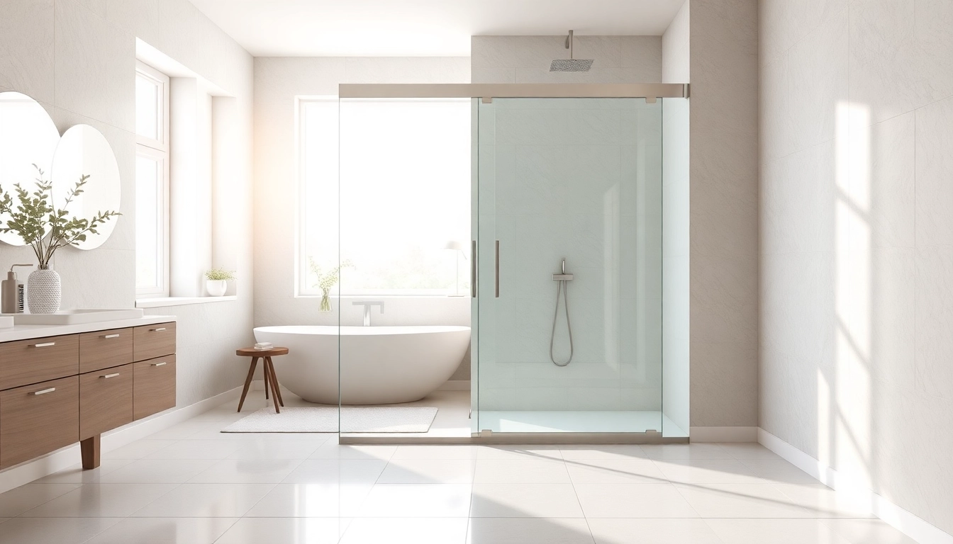 Elegant shower screen sliding door enhancing a modern bathroom aesthetic.