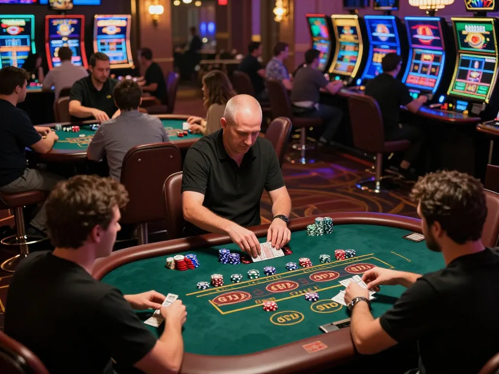 Players enjoying blackjack at Oxbet’s live casino with engaging dealers and colorful atmosphere.