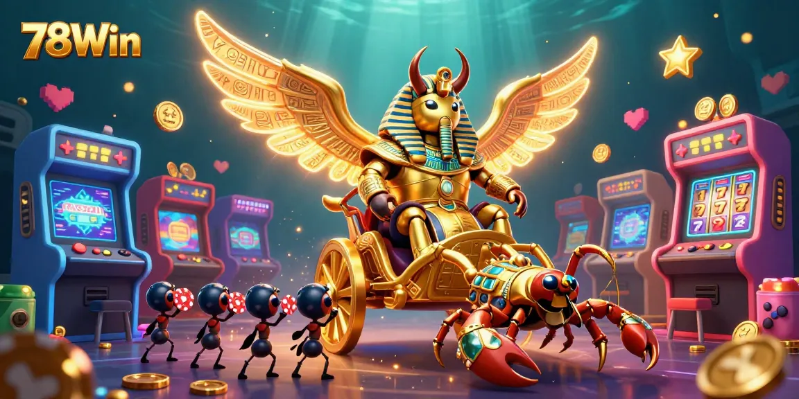 Experience thrilling gameplay at 78Win with a vibrant casino illustration showcasing unique characters.