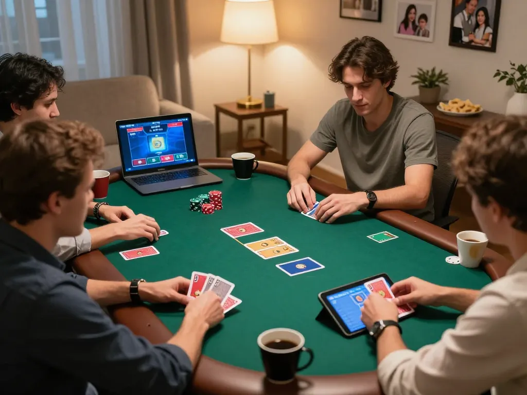 Players immersed in an exciting sunwin online poker game at home, enhancing their strategy and gameplay.