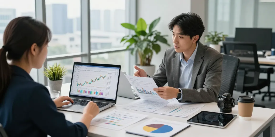 Discussing index funds investment strategies in modern office.