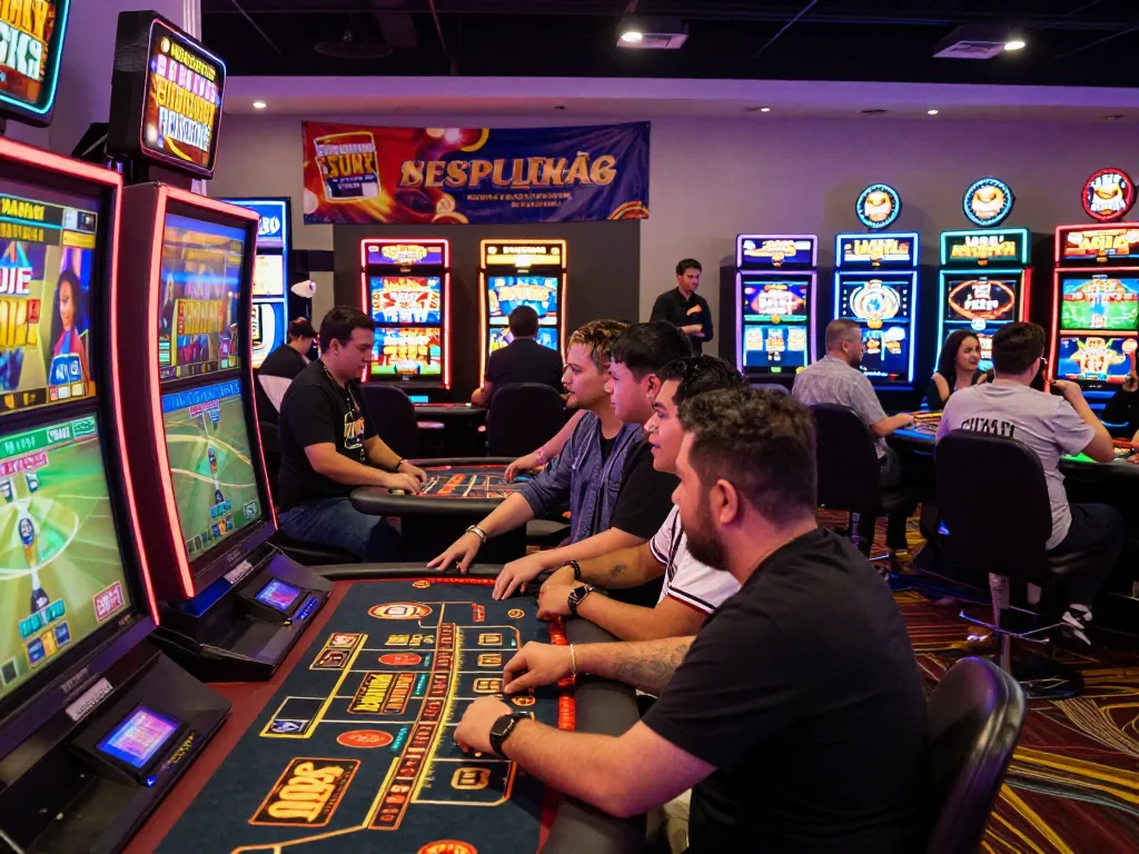 Exciting casino gaming atmosphere at LUCKY88 with players engaging in live betting.