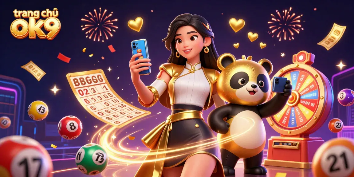 Experience thrilling gameplay at trang chủ ok9 with a vibrant scene of a woman enjoying a casino game, surrounded by dynamic gambling elements.