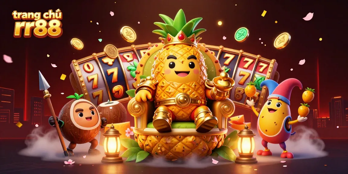 Engage in thrilling casino action at trang chủ rr88 with a vibrant 3D illustration of lively characters amidst dynamic gaming elements.