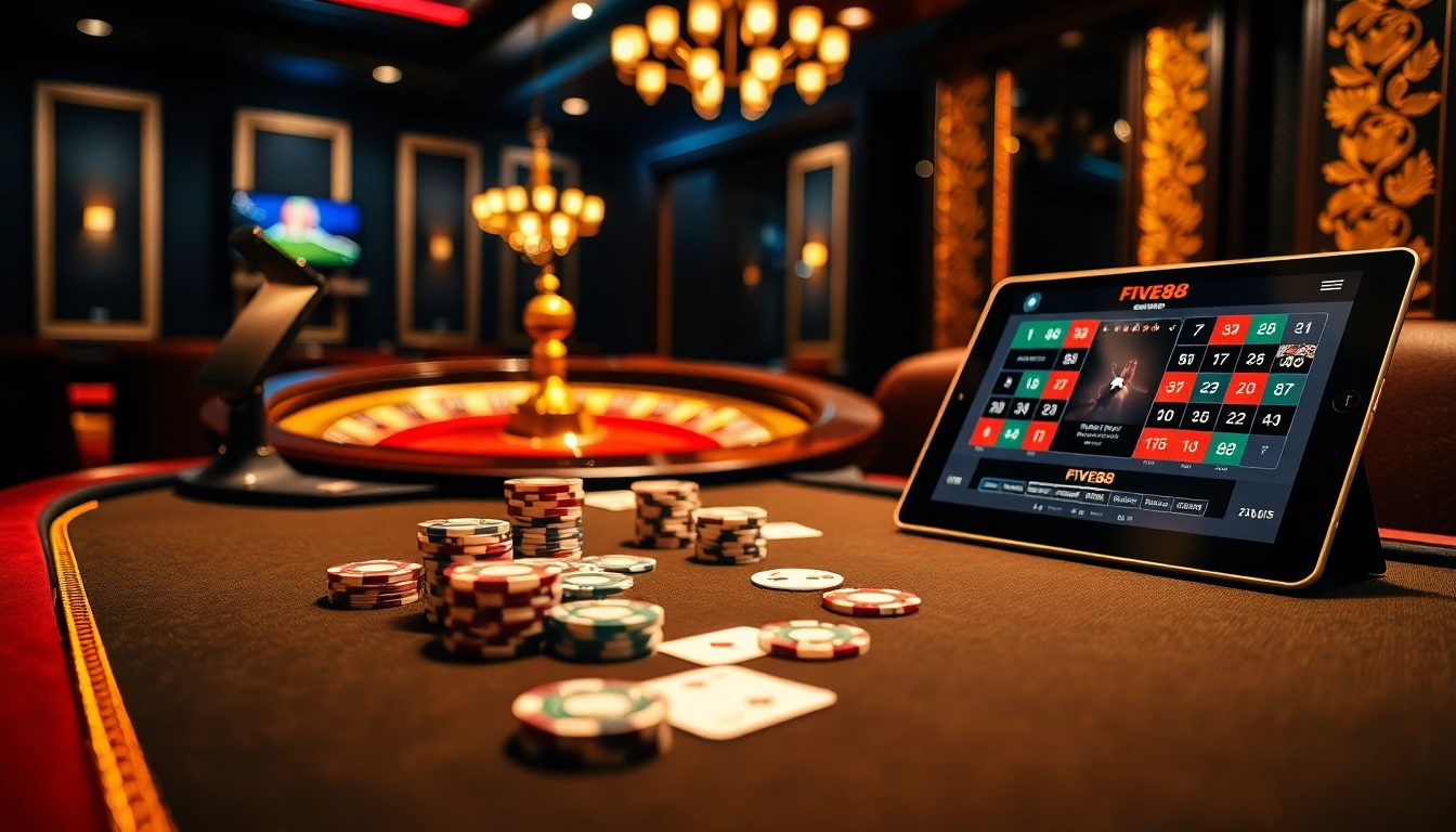 Experience thrilling gameplay at FIVE88 with high-stakes poker and vibrant casino atmosphere.