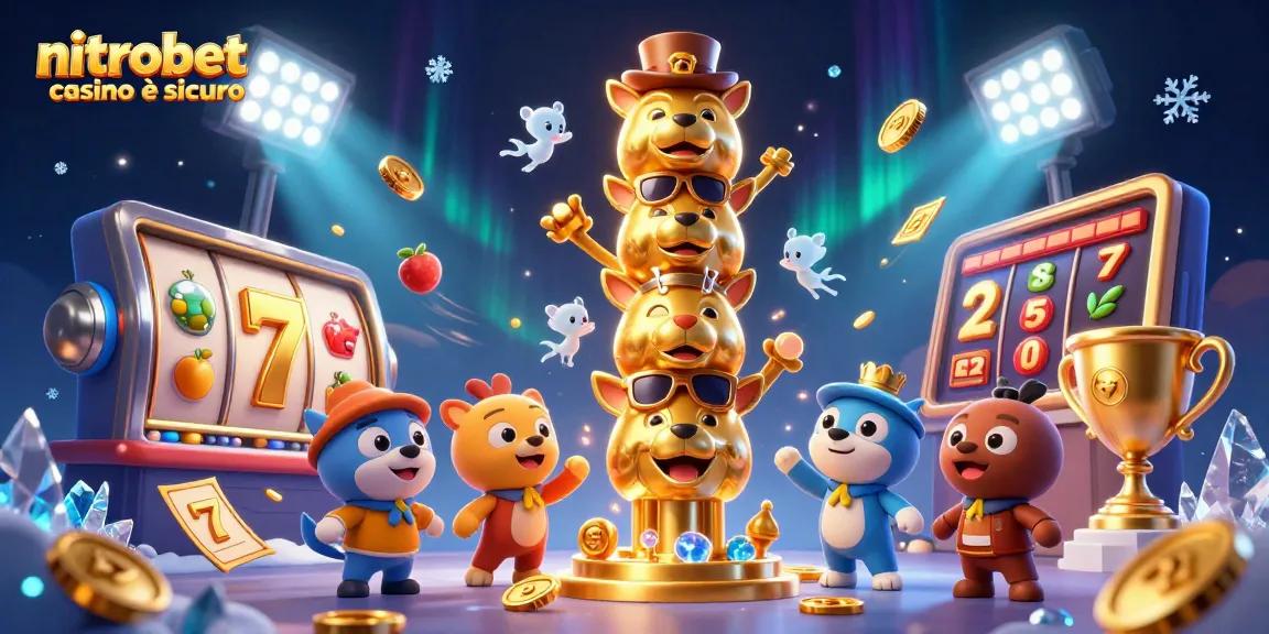 Scopri perché nitrobet casino è sicuro con questa vivace illustrazione 3D di casinò, con elementi di gioco e simboli.