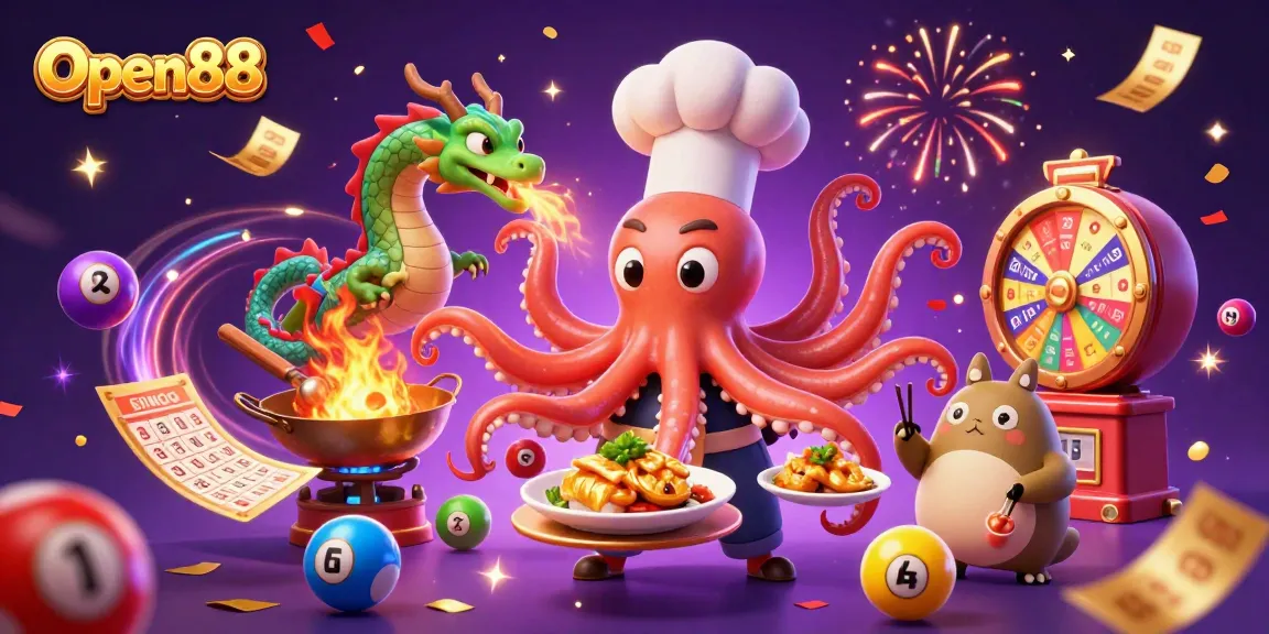 Open88 energizes players with vibrant casino games in a lively 3D illustration.