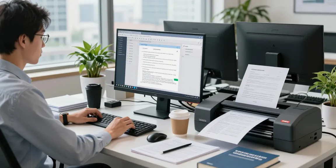 Document fraud detection analysis in a modern office with technology and security features displayed on multiple screens.