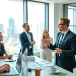 Marketing Consultant actively collaborating in a modern office to develop strategies.