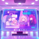 Interactive hentai AI chat scene featuring dynamic anime characters and engaging dialogue.