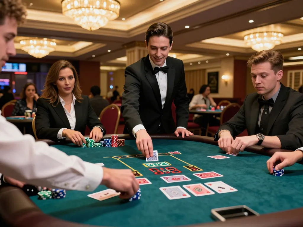 F168 player placing a bet at an upscale blackjack table, capturing the exciting casino atmosphere