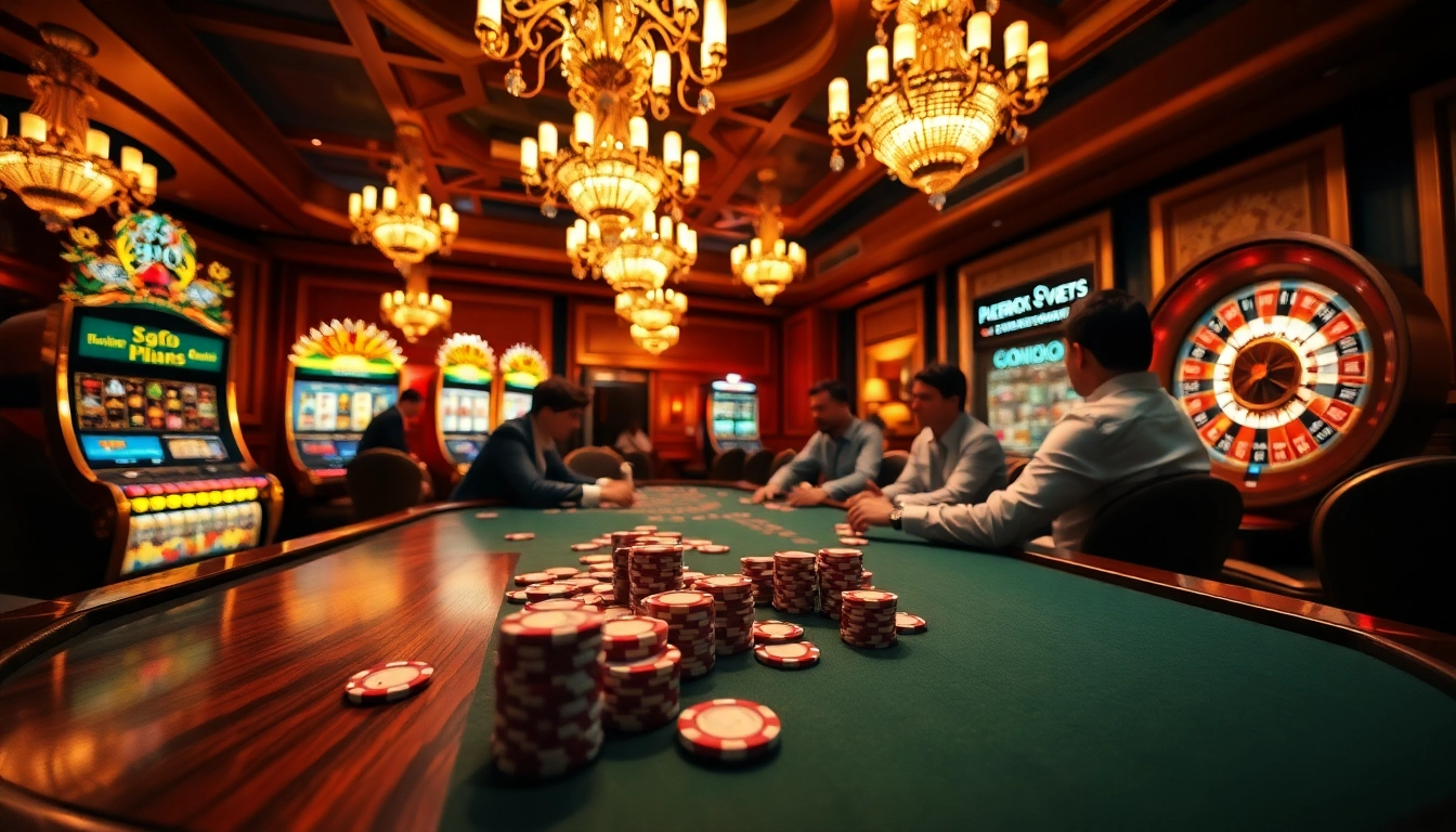 High-stakes poker at a luxurious casino table representing https://tg88.name, with vibrant colors and excitement.