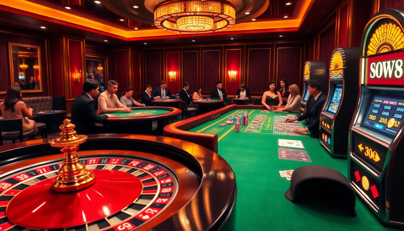 Players enjoying a thrilling moment at the du88 casino, featuring colorful chips and a roulette wheel.