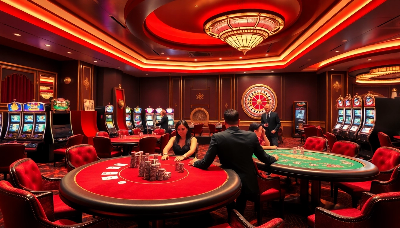 Experience the thrilling KM88 casino environment with players enjoying poker and roulette.