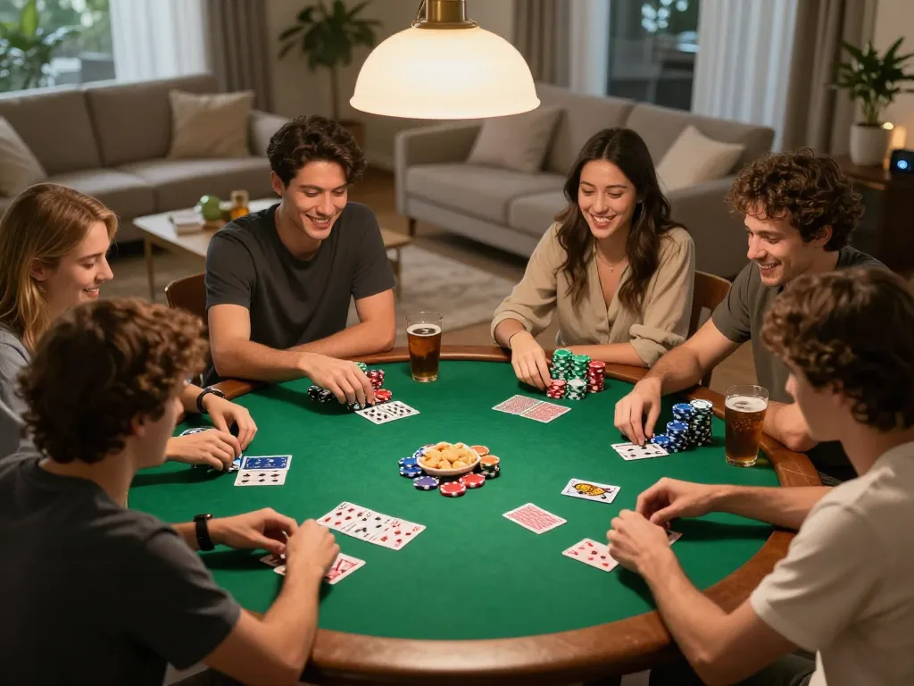 Engaging poker game at home showcasing net88 strategies and competitive spirit.