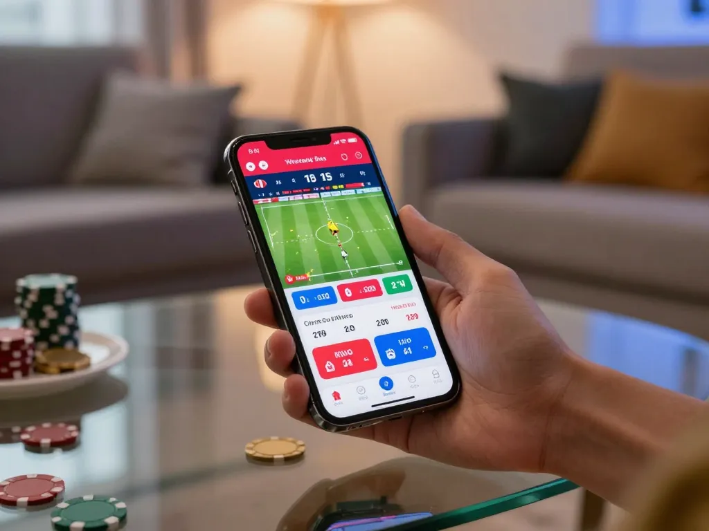 Engaged user placing bets on soi keo nha cai during live football match.