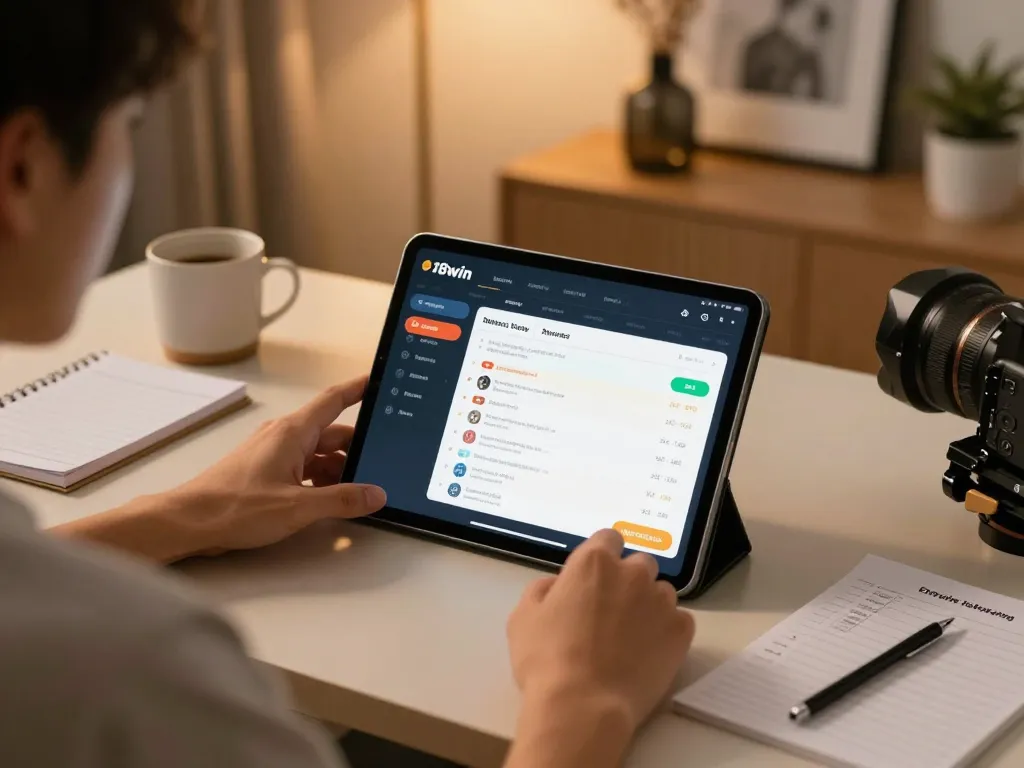 Engaging in online betting on 98win with tablet and sports betting app in cozy home setting.