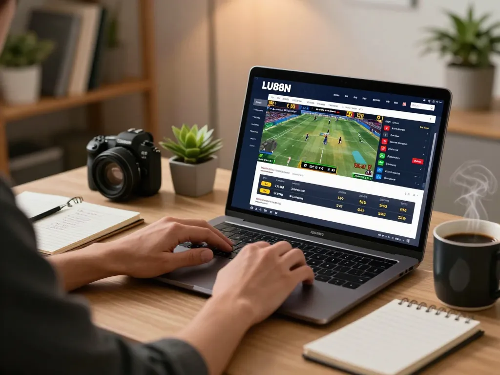 Engaging with LU88N online betting platform while strategizing on poker game.