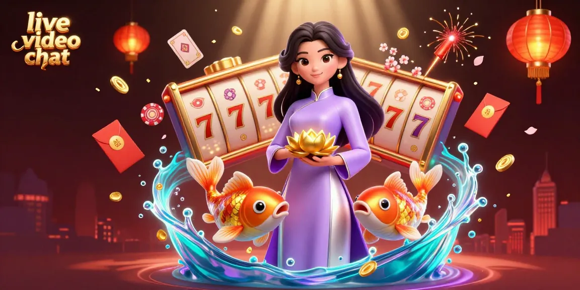 Engage in live video chat featuring vibrant casino elements and playful characters.
