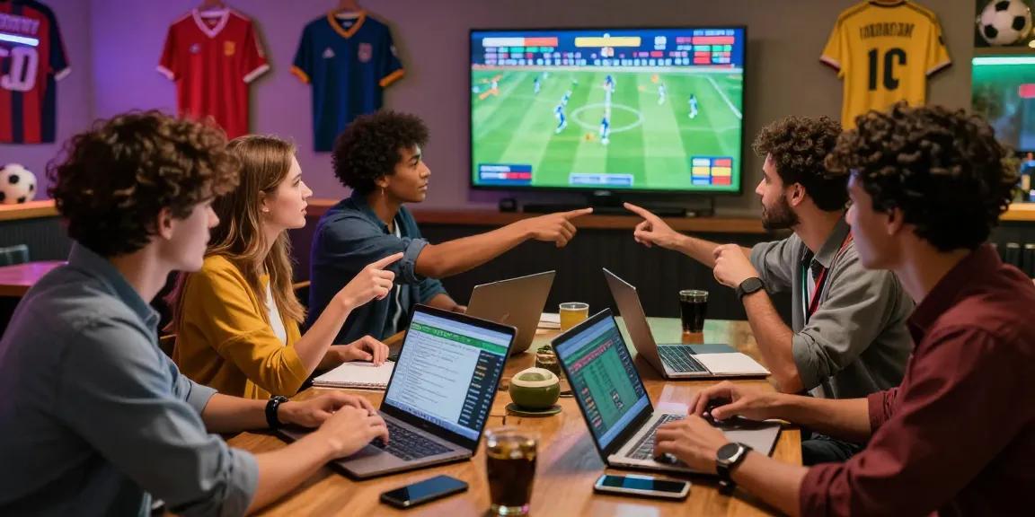 Soi kèo betting enthusiasts discussing football odds at a lively bar