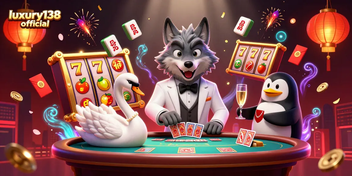 Experience thrilling gameplay at luxury138 official with a debonair wolf, elegant swan, and sophisticated penguin in 3D!