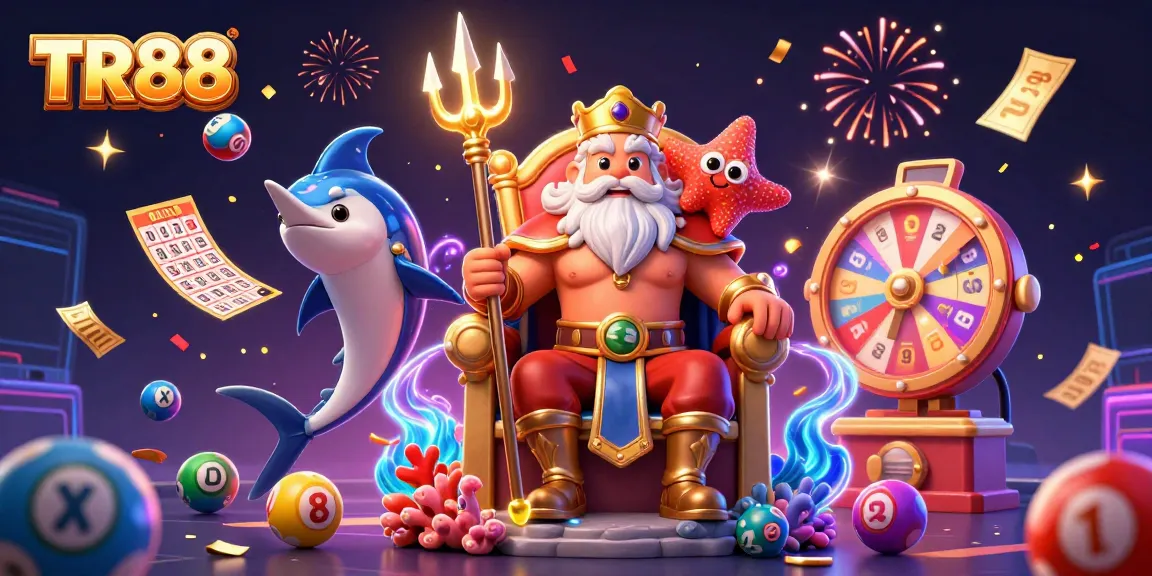 Engage with dynamic TR88 casino elements, including Neptune and colorful lottery games.