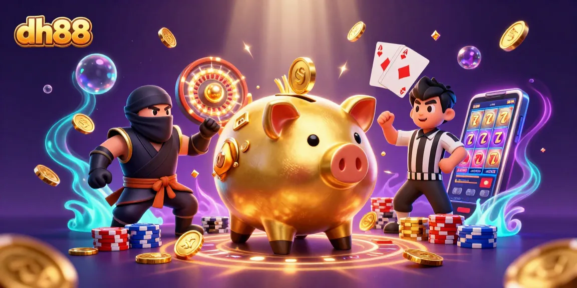 Join the excitement at dh88 where a sumo wrestler piggy bank and ninja face off in a casino showdown.